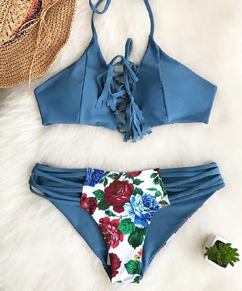 blue tassel bikini 1